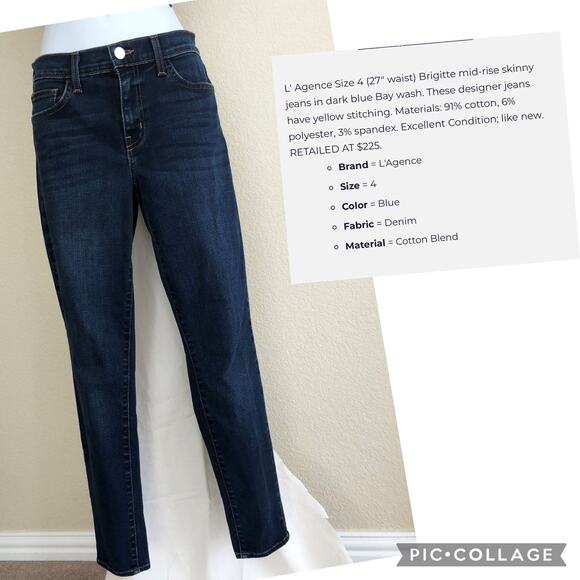 L'Agence Brigitte Skinny Jean Size 27 4 Columbia blue color way $225 - Picture 1 of 9
